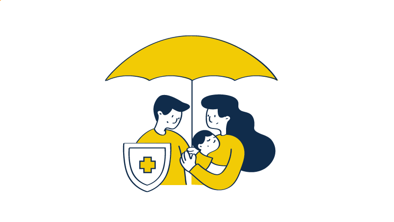 Familia protegida con seguros